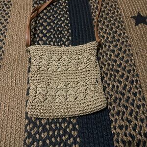 Stylish Tan Crochet Crossbody Bag